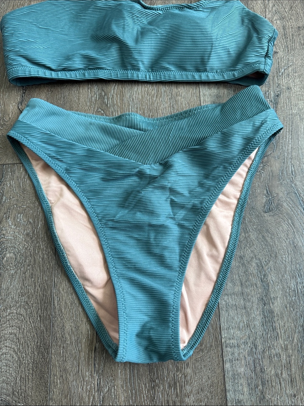 J. Crew Women’s Green Ribbed Bikini Set New! - Picture 2 of 7